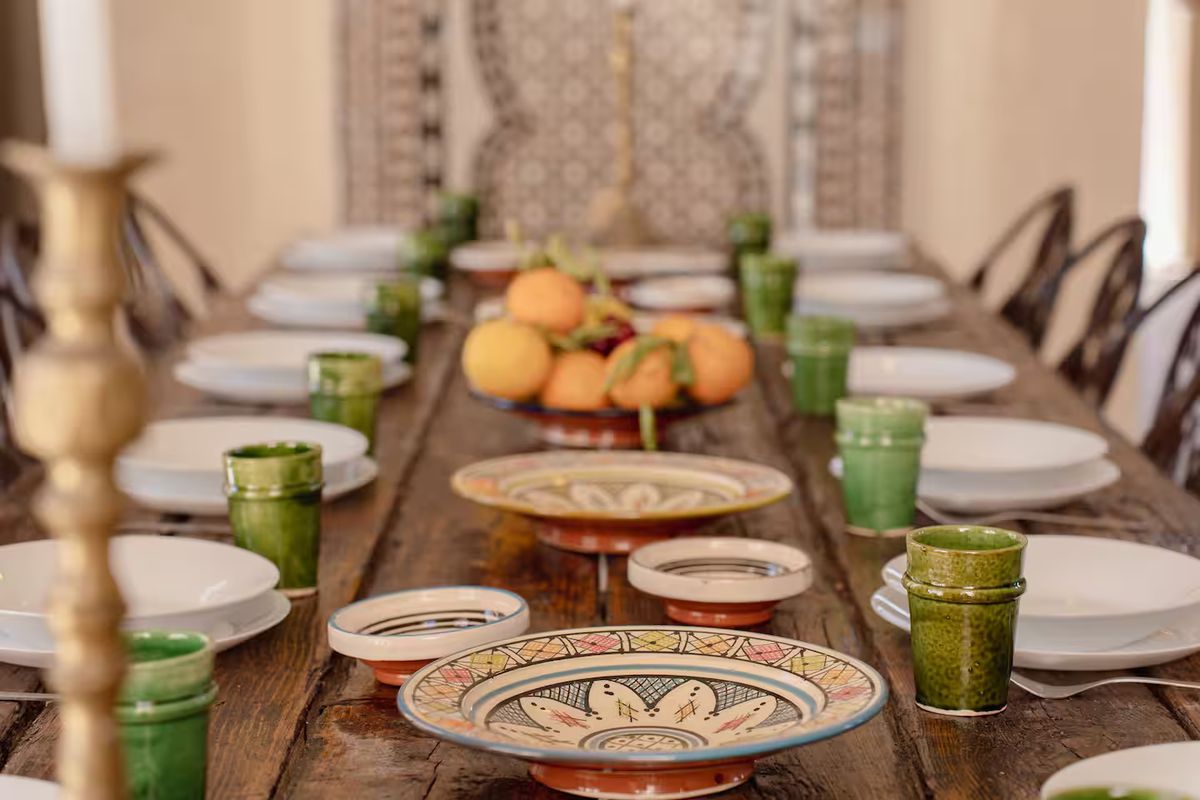 A shared evening meal at the villa
