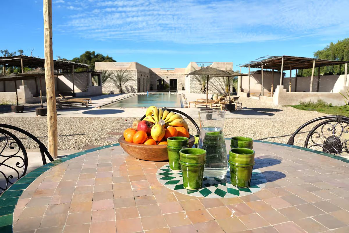 Fresh fruit laid out at breakfast